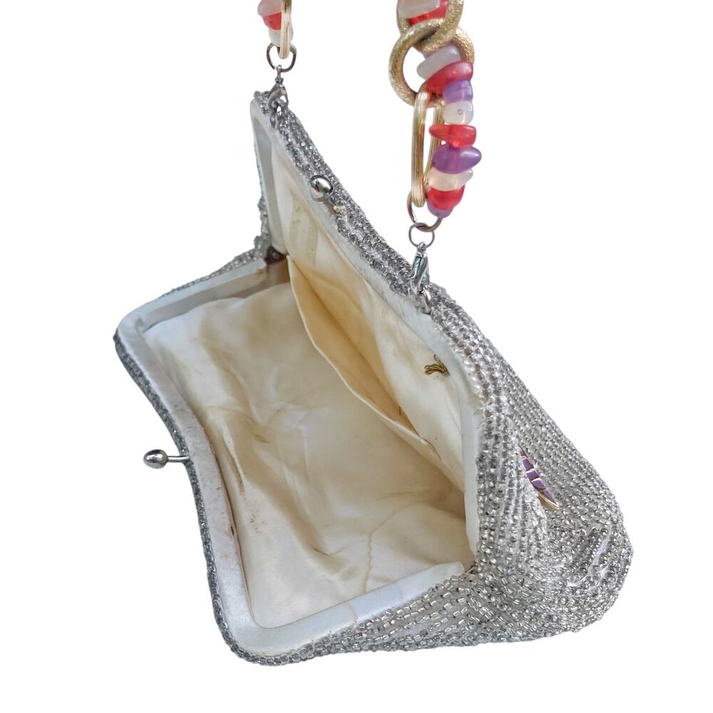 Vintage Y2K Lime Green Beaded Kisslock Mini Bag Deadstock Rhinestone Party Purse - Picture 11 of 15